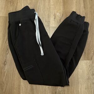FIGS Zamora Jogger Scrub Pants Black Size S High Waisted Stretch